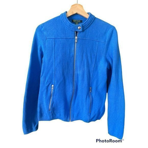 lauren By‎ Ralph Lauren blue cotton cargo zipper jacket Medium